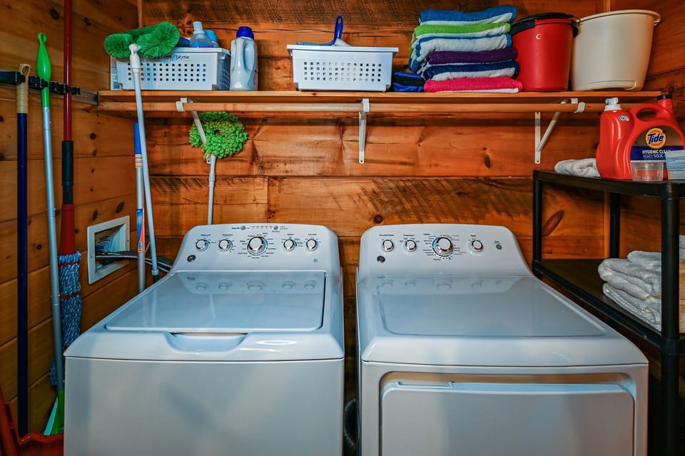 Nobody wants to do laundry on vacation, but you can if you need to. This full size washer and dryer will make it easy.