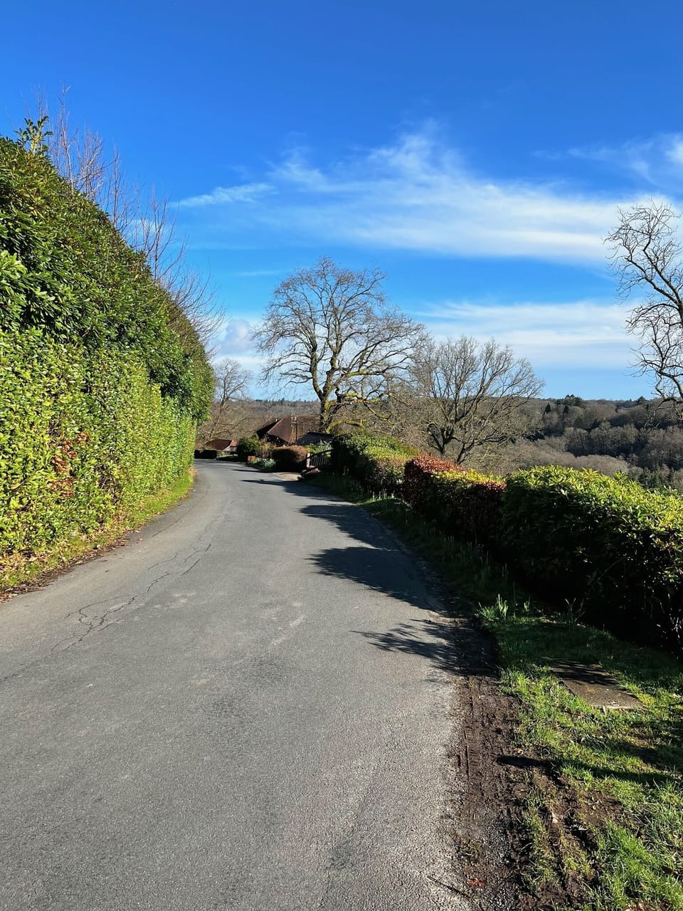 Road coming down the hill from the house on Marley Heights.