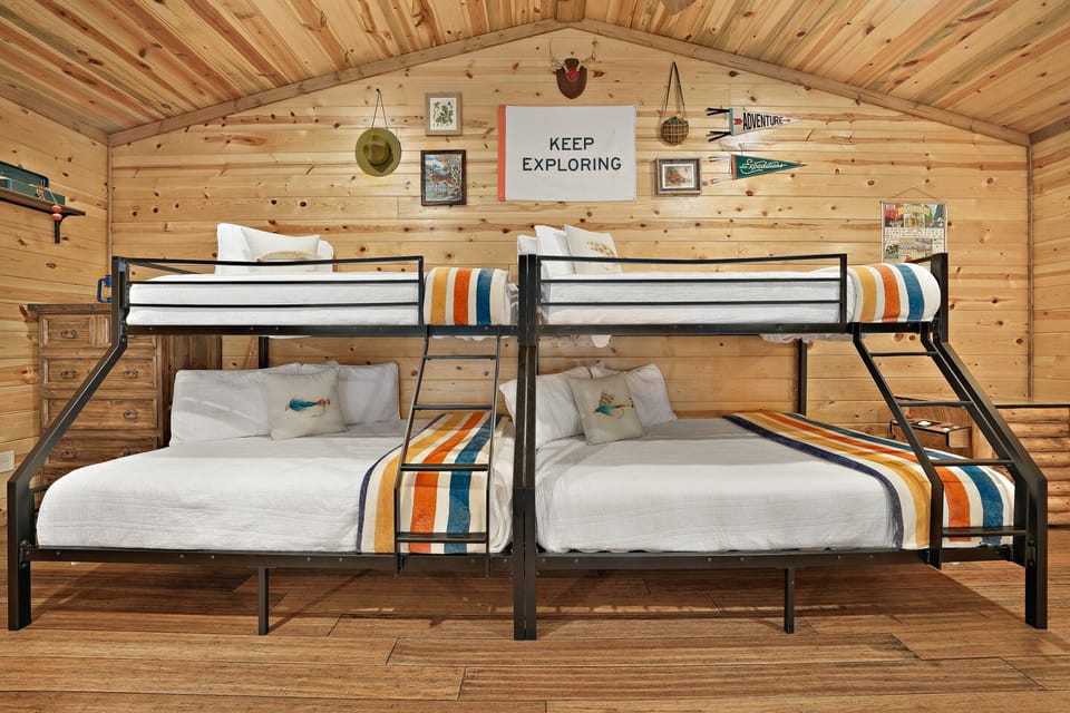 Kids and kids at heart will love the Loft Bunkroom with its twin-over-full bunk beds