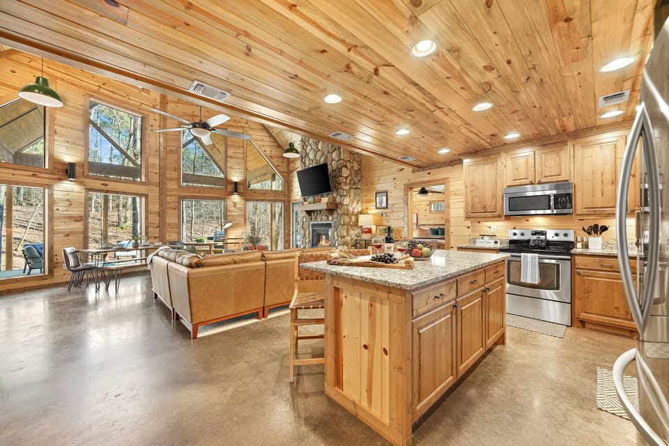 The open-concept living space is perfect for multiple activities at once and ensuring everyone is part of the action.