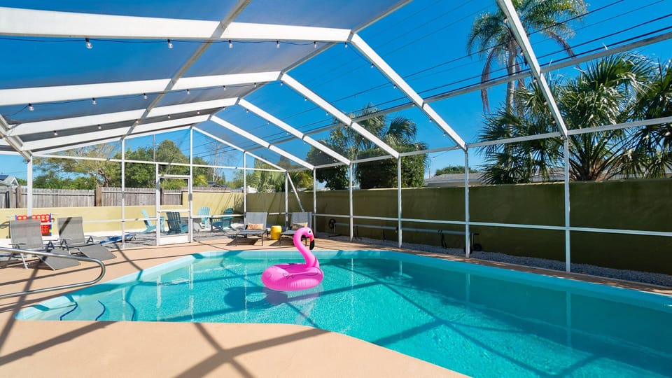 ☀️ Midday pool time in your fenced backyard oasis