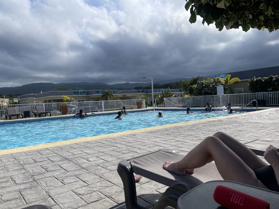 Relaxing by the private pool at Arcadia Sea Villa