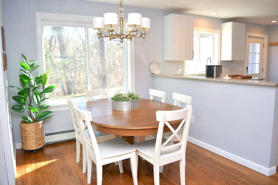 Dining area is connected to the kitchen, with an open floor plan