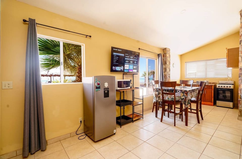 Beachfront vacation rental studio with cozy living room in Rancho Percebu, San Felipe Baja California Mexico. Relax, unwind & enjoy the Sea of Cortez!