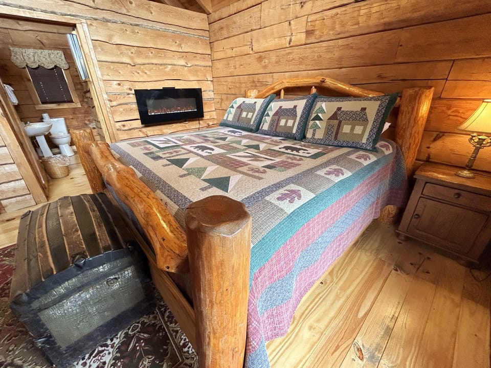 Electric Fireplace near bed