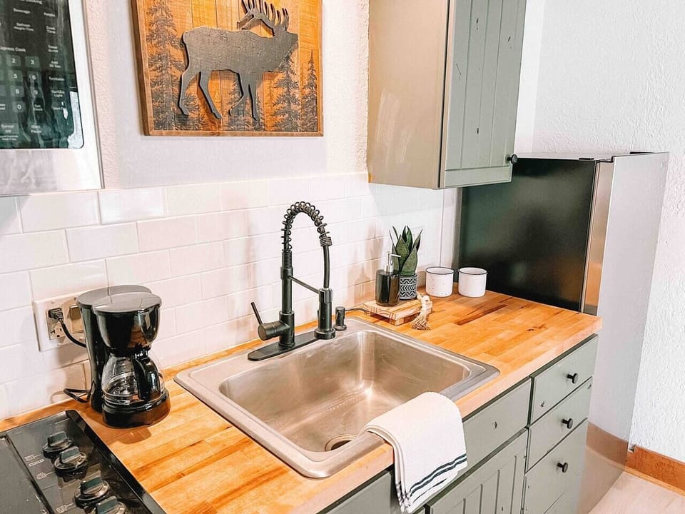 Enjoy a recently renovated kitchen that's stocked for a night in. 