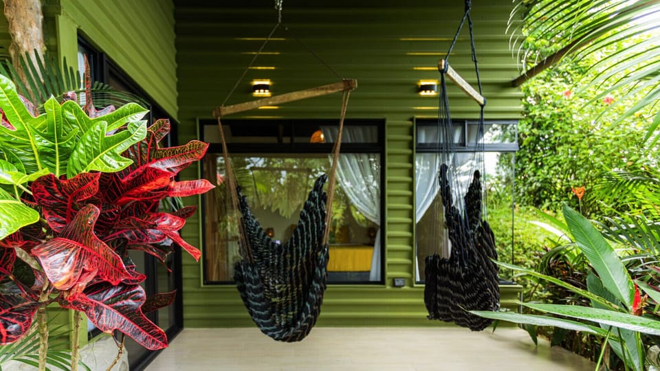 Patio with hammock swings