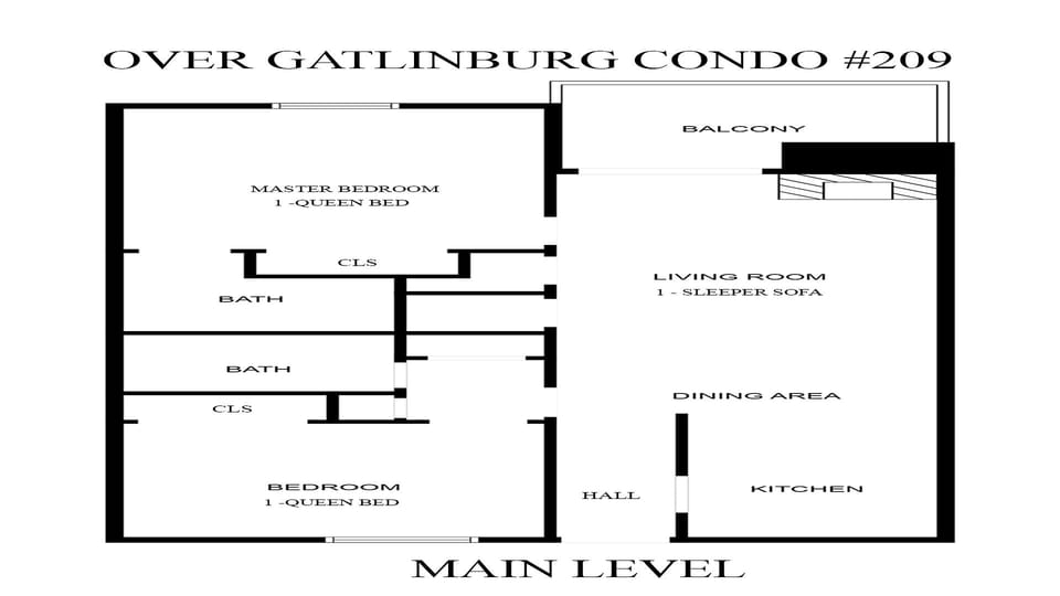 Smoky Mountains Condo Rental Main Level Floorplan