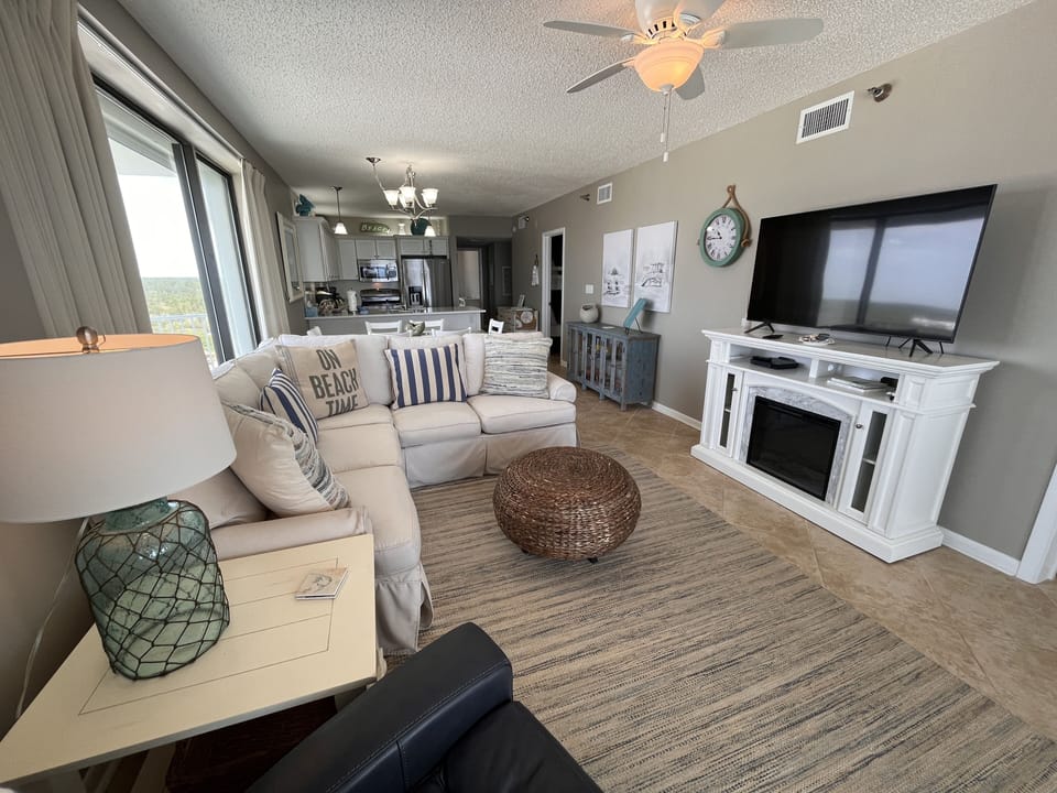 Electric fireplace for added coziness!