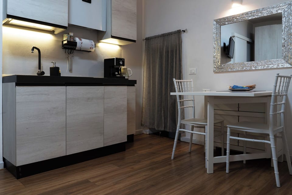 Business Studio | Private kitchen | Full-size fridge, microwave, dishwasher, electric kettle