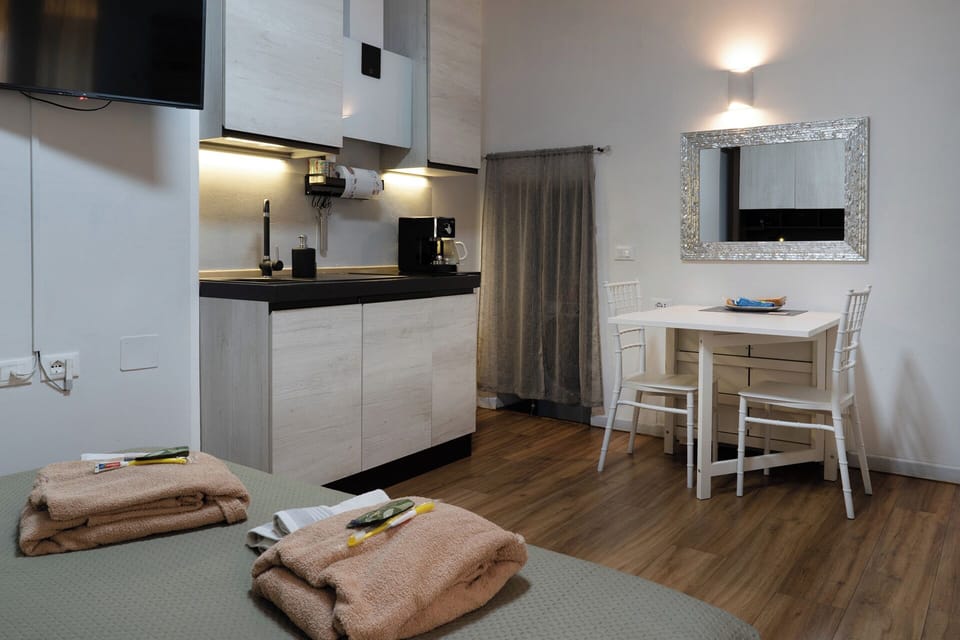 Business Studio | Private kitchen | Full-size fridge, microwave, dishwasher, electric kettle