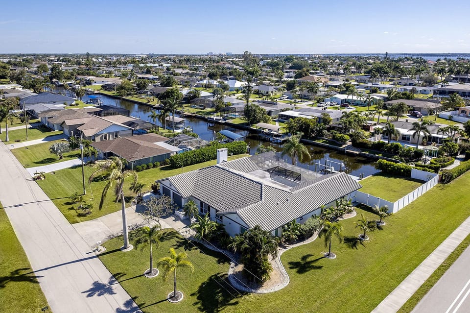 Overhead view on triple corner lot.
