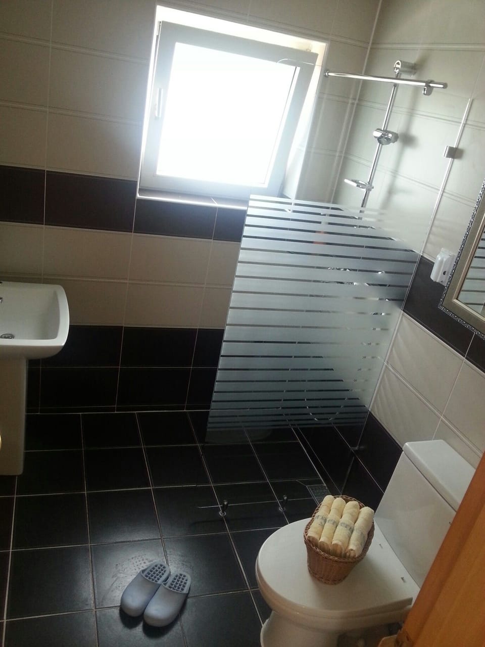 Studio, Ocean View | Bathroom | Shower, hair dryer, slippers, towels
