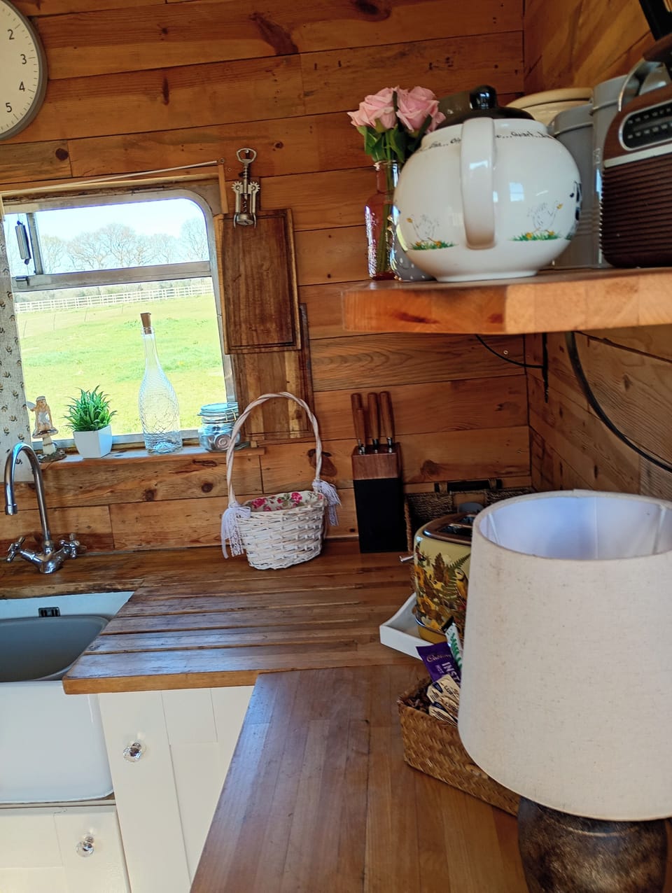 Cabin | Private kitchen | Fridge, stovetop, electric kettle, toaster