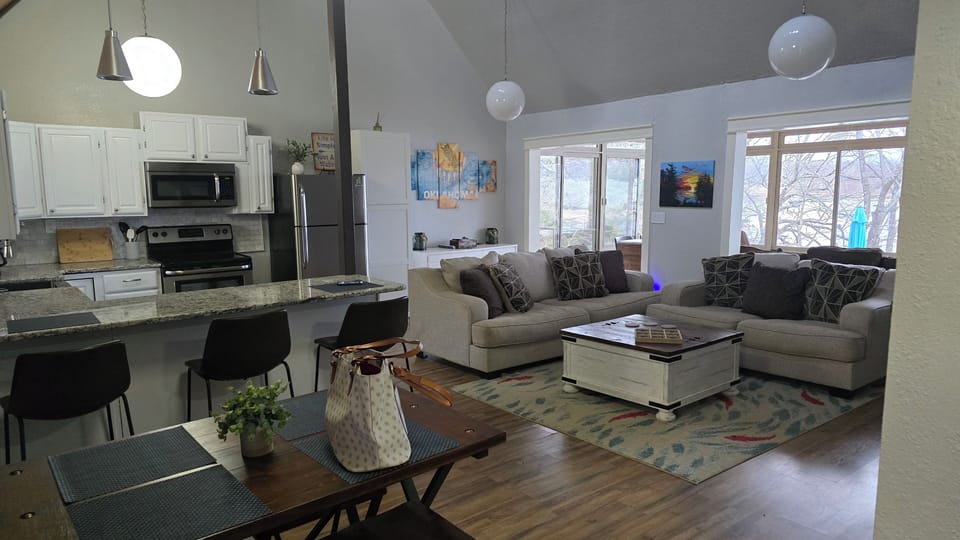 An inviting, cozy house awaits you when you arrive.