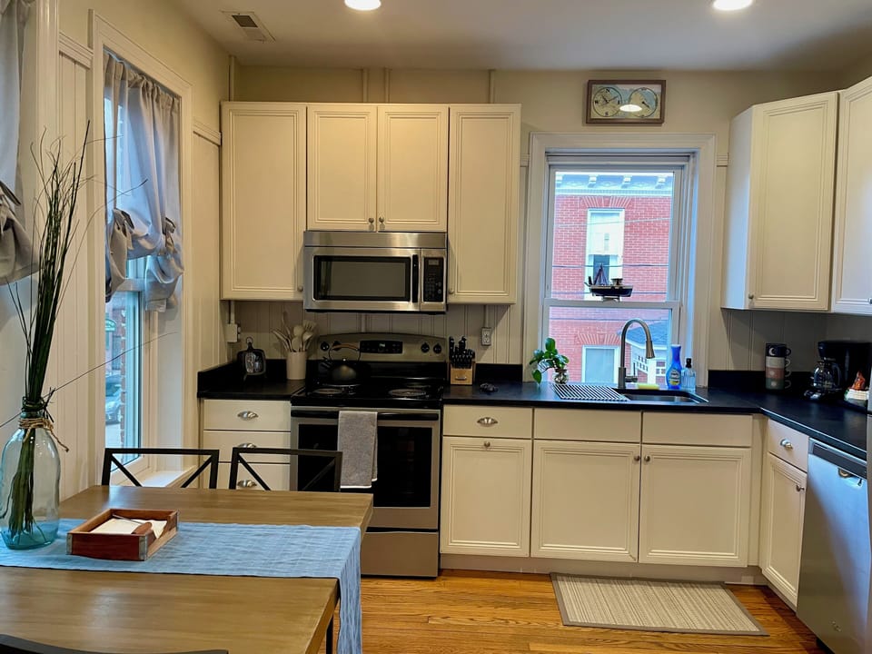 Kitchen is fully stocked with new pots & pans and cooking utensils