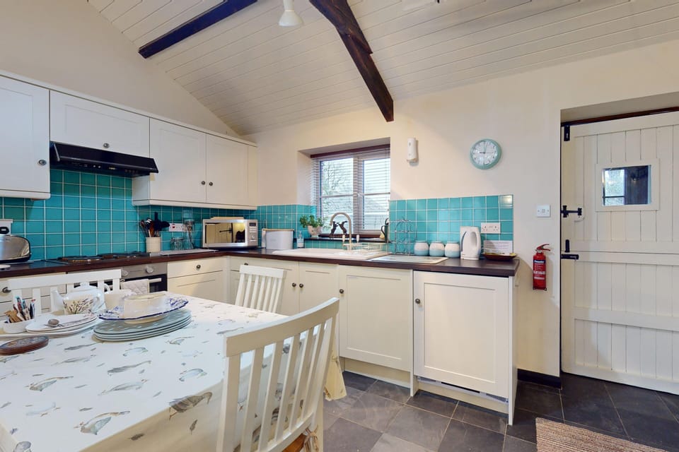 Bright and sunny kitchen area.