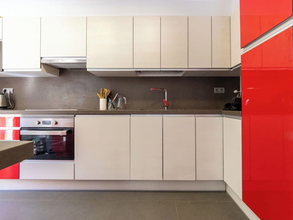 Kitchen, Kitchen Appliance, Major Appliance, Countertop, Cabinetry, Interior Design, Flooring, Furniture, Home Appliance, Kitchen Stove
