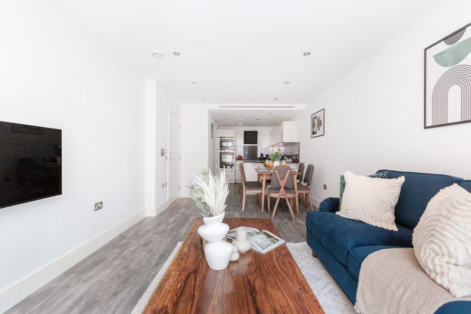 The open-plan living, kitchen and dining area