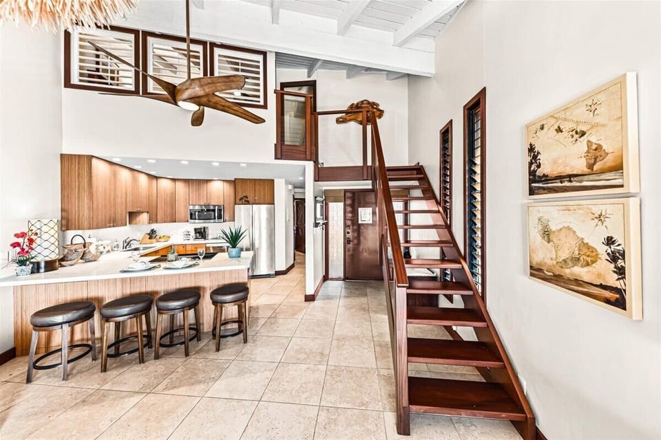 Staircase leading up to the second bedroom