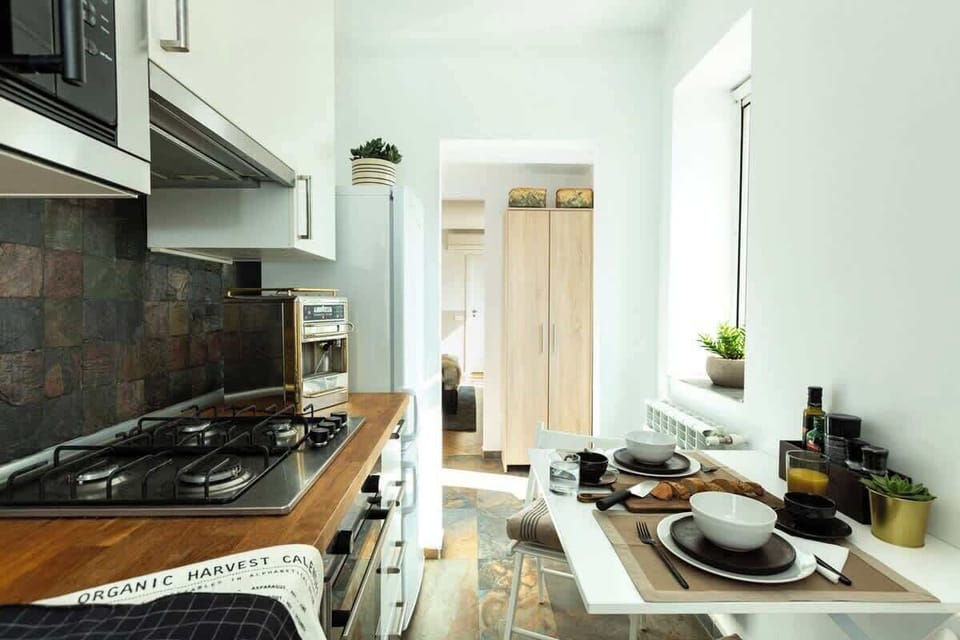 The kitchen is well equipped with everything you might need. From an oven & microwave, to pans & bowls.