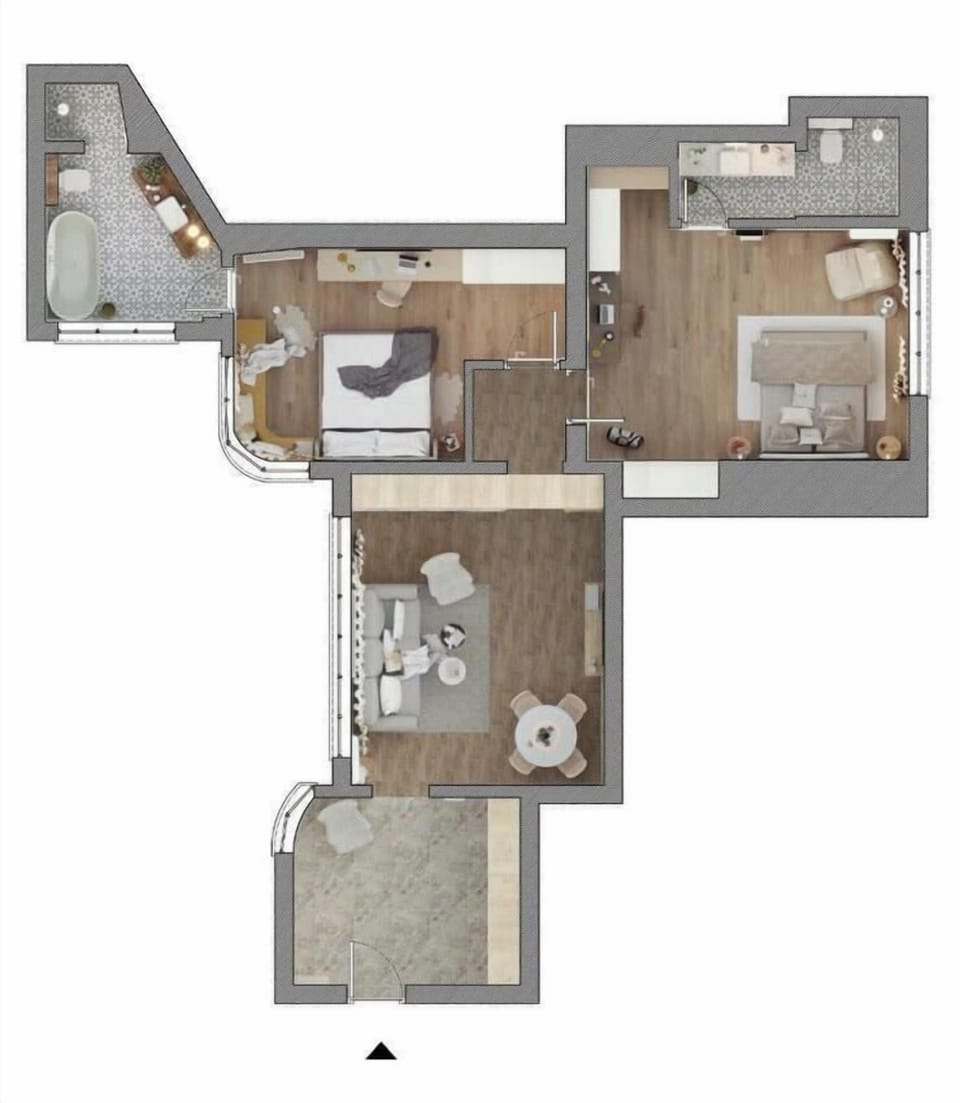 Explore your future stay with our detailed 3D apartment plan. Visualize your comfort and convenience before you even arrive! 🏡✨