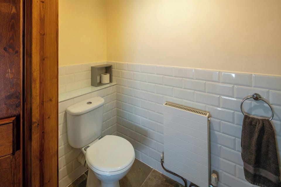 Toilet, radiator, towel and holder
