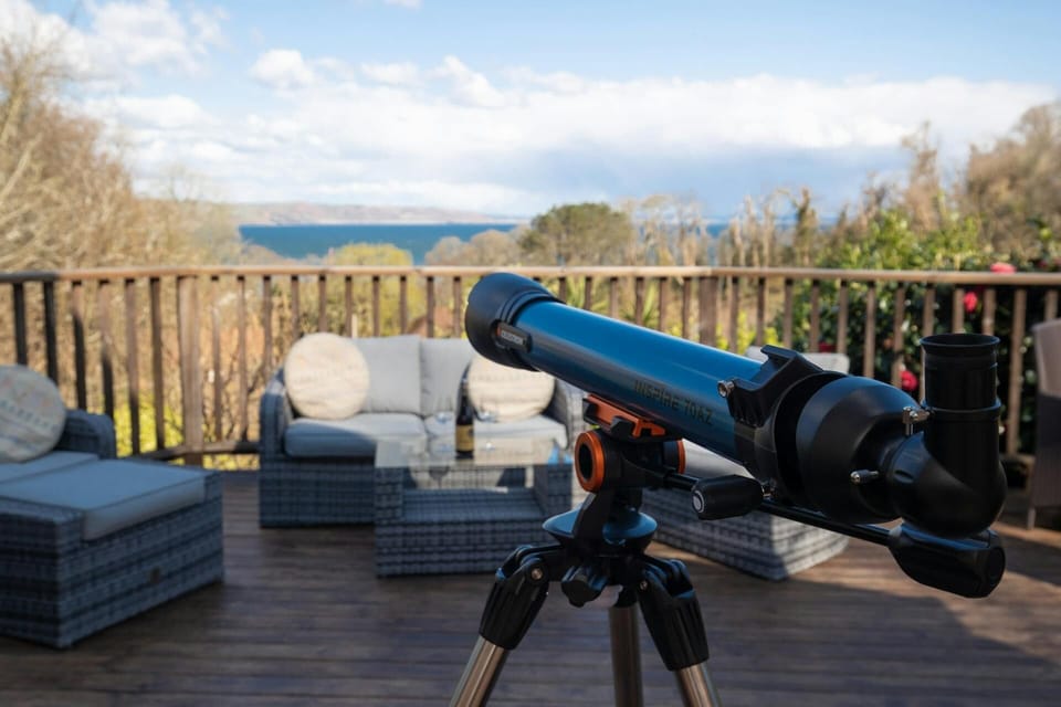 Sea views from the sitting room. Telescope on the terrace