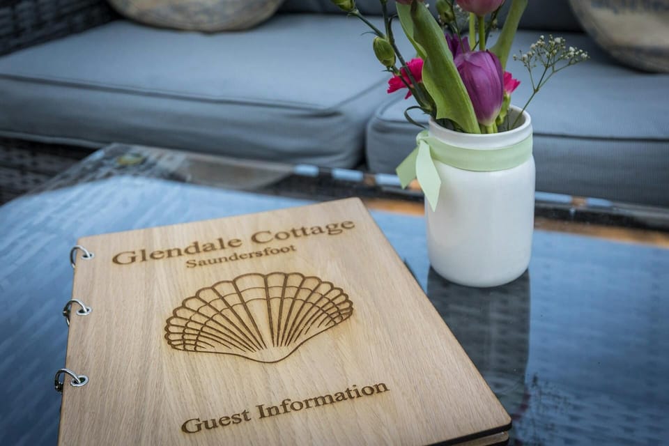 Glendale Cottage guest book on the coffee table in the sitting room