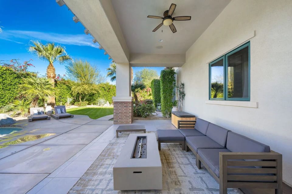 Fireplace in backyard 