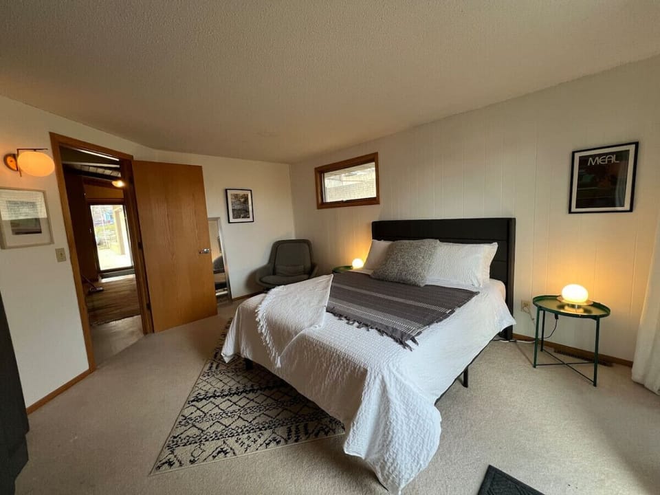 Looking out into the den from the bedroom.