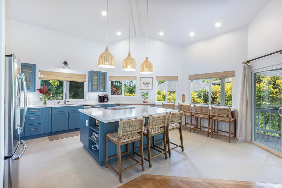 Start your morning in the bright kitchen, with plenty of space to cook breakfast and plan the day ahead.