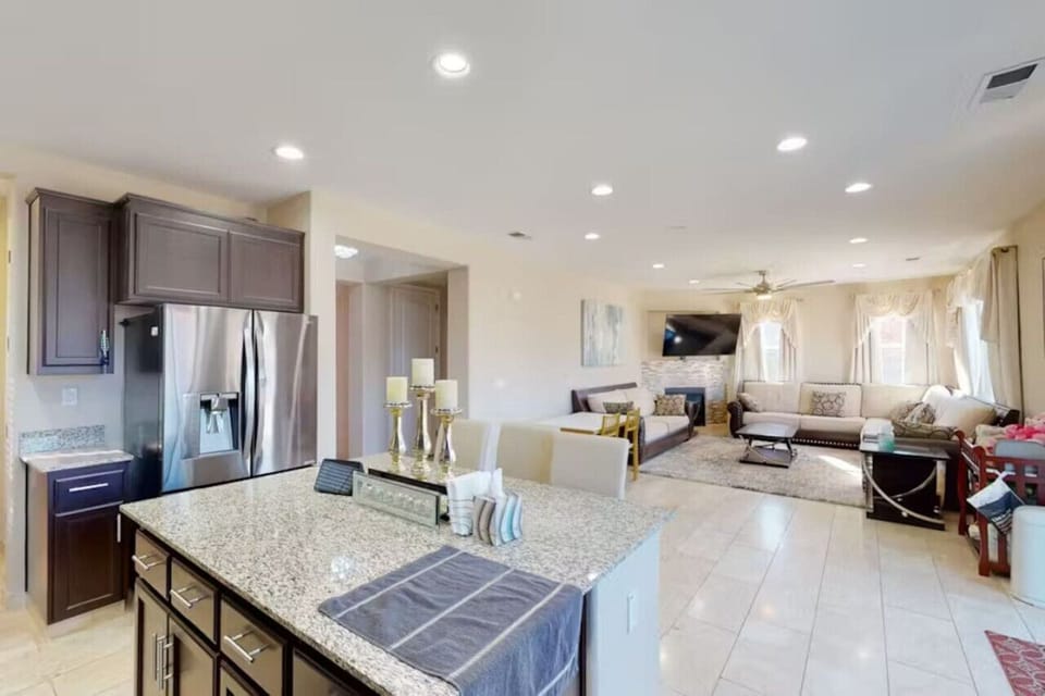 Open kitchen and living space with modern finishes