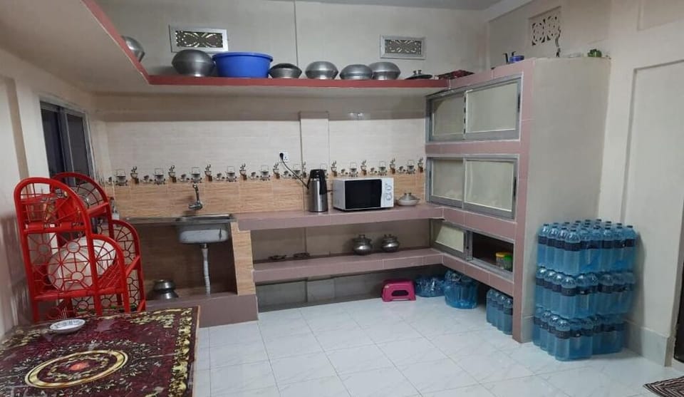 Family Double Room, Pool View | Shared kitchen facilities | Fridge, microwave, dishwasher, electric kettle