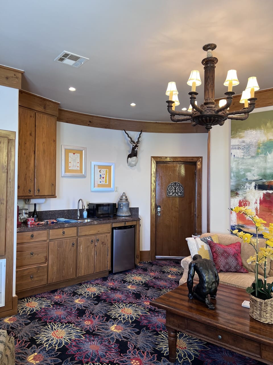 Kitchen and lovely decorated seating area