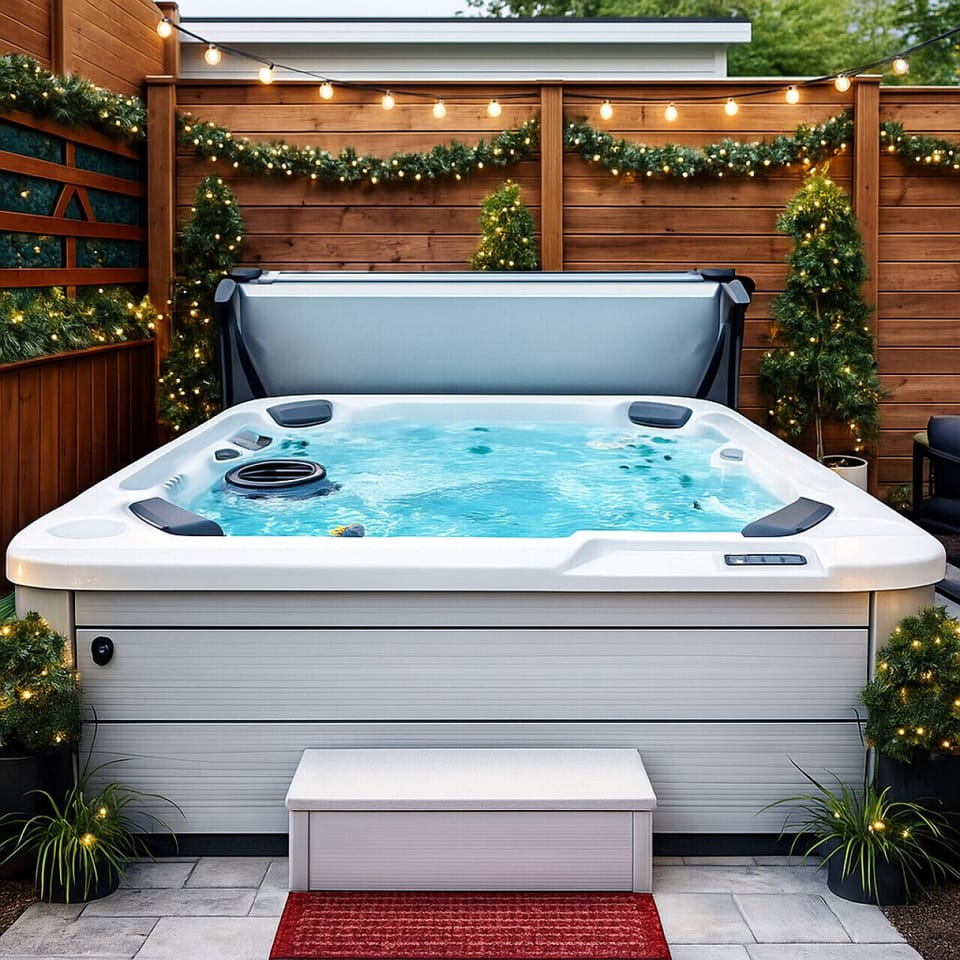 Relax and unwind in your private outdoor hot tub! Surrounded by wooden fences and greenery, it`s the perfect oasis for tranquility