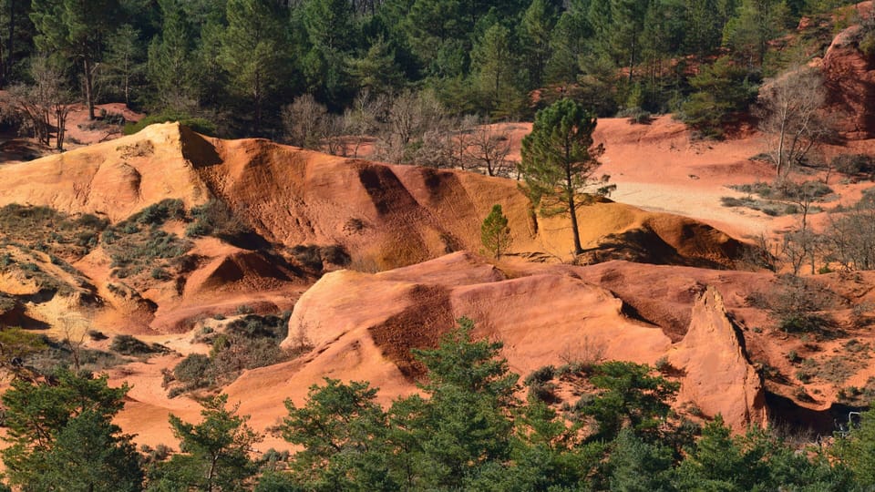 Rust-red ochre rock formations at the Colorado Provençal near Rustrel