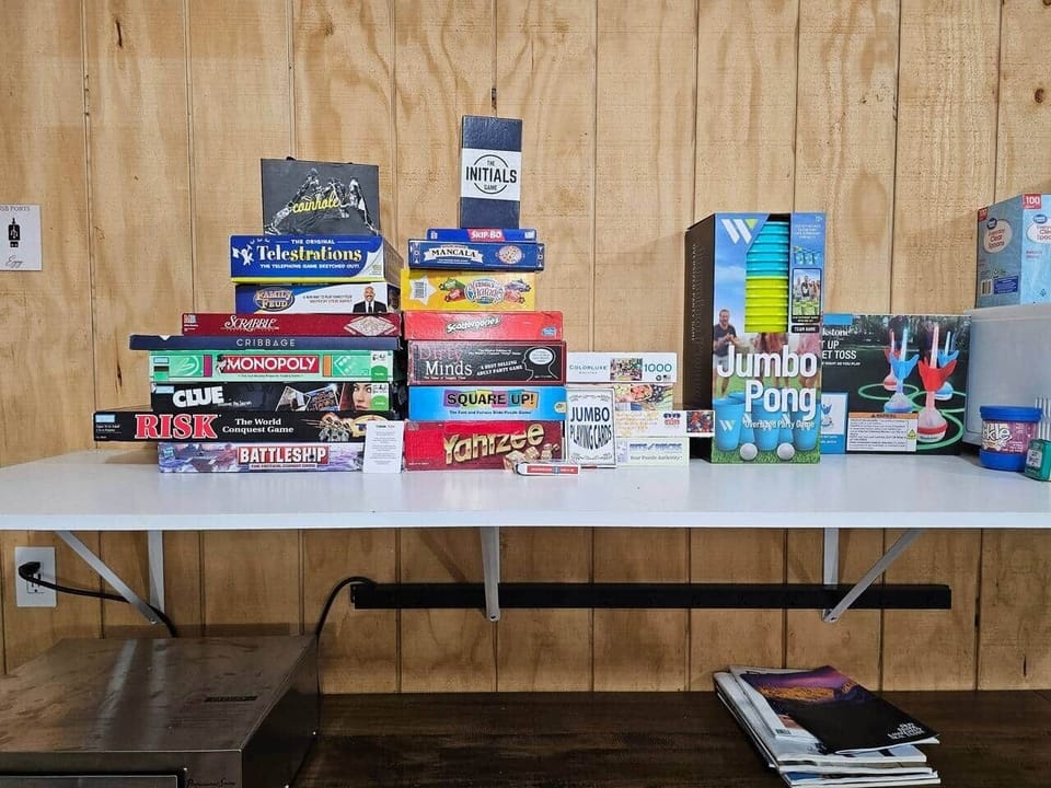 plenty of board games for various ages.