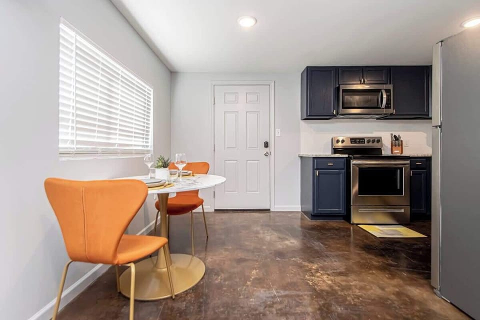 The large windows provide great natural light.