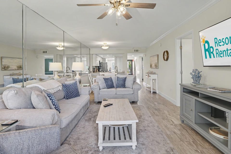 Condo, Multiple Beds (Land's End 8-303 Beach Front) | Living area | TV