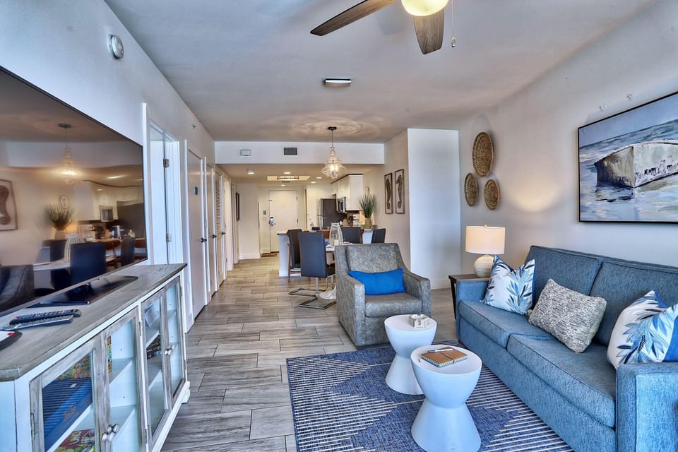 Condo, Multiple Beds (Oceana 301 East) | Living area | TV