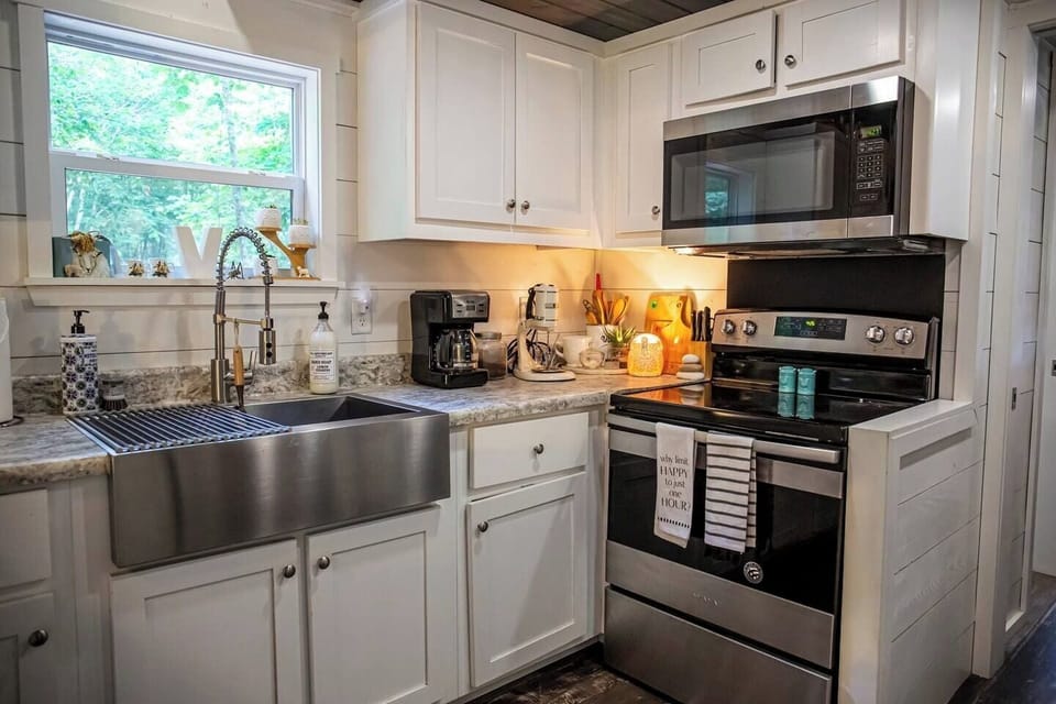 Thoughtfully stocked kitchen for home-style cooking.
