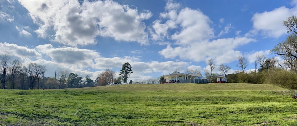 View from the river to the house.