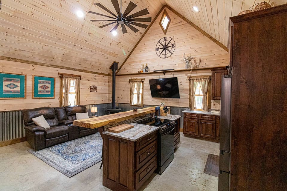 Warm inviting open concept gathering space