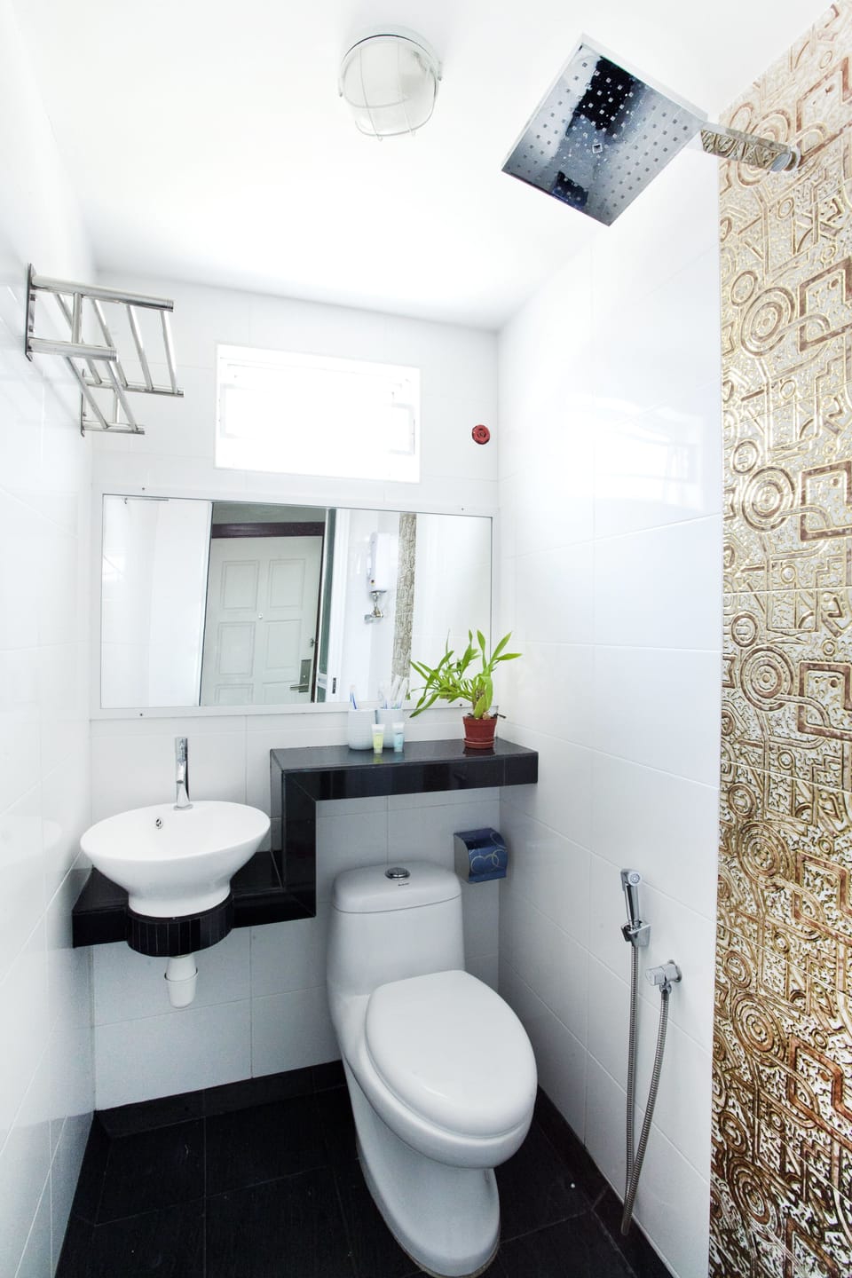 Shower, free toiletries, hair dryer, bidet