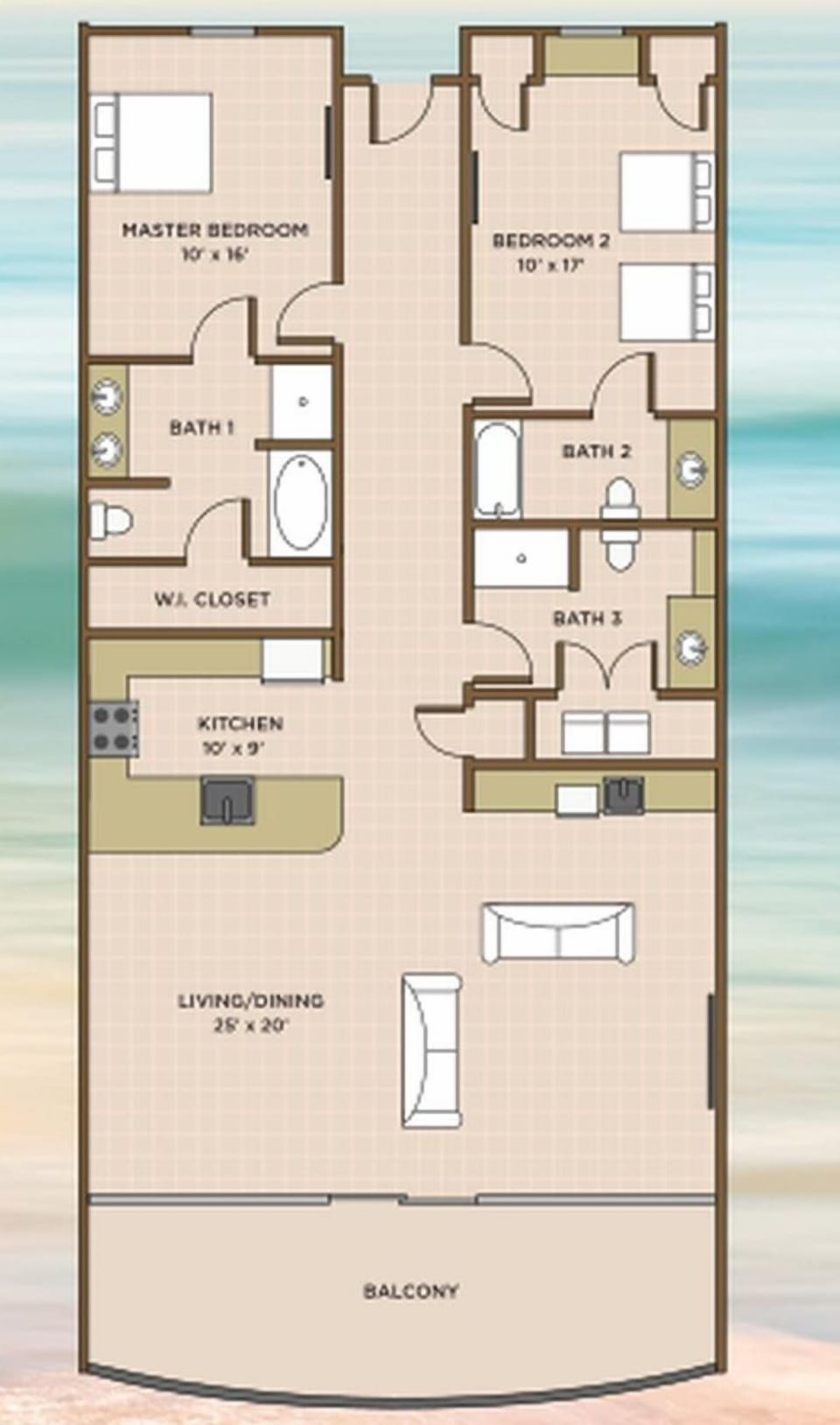 Condo, 2 Bedrooms | Property map
