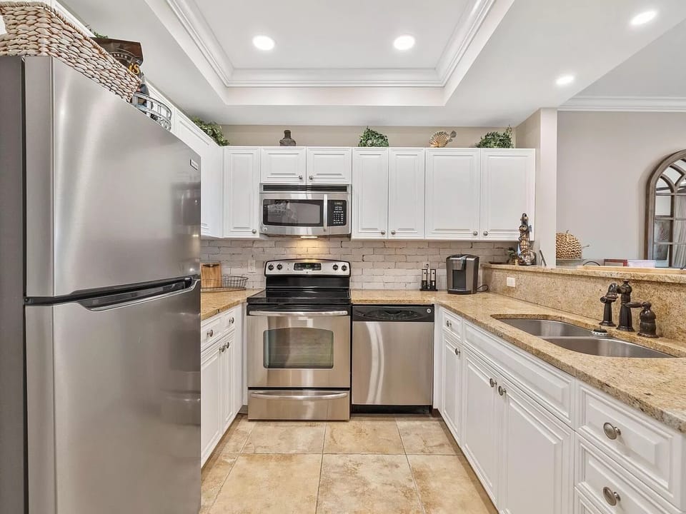 Fully stocked kitchen has everything you'll need. 