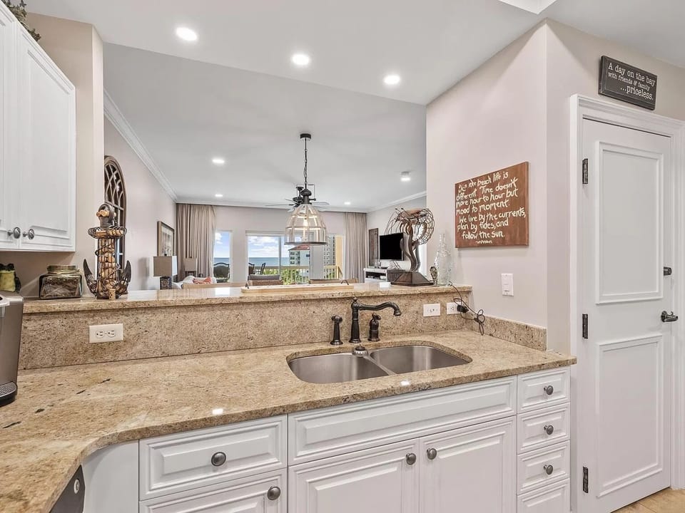 Enjoy gulf views as you cook or prepare your morning coffee.