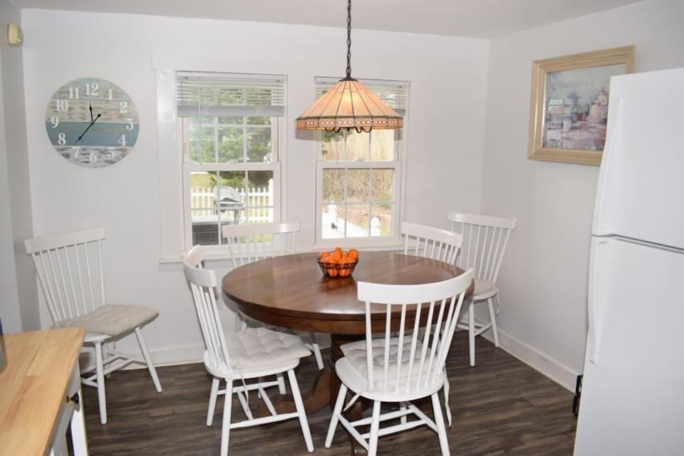Spacious dining area with a warm, welcoming atmosphere