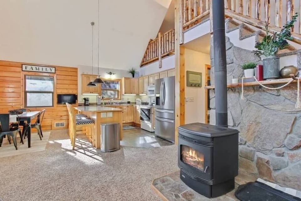 Cozy up to the fireplace.